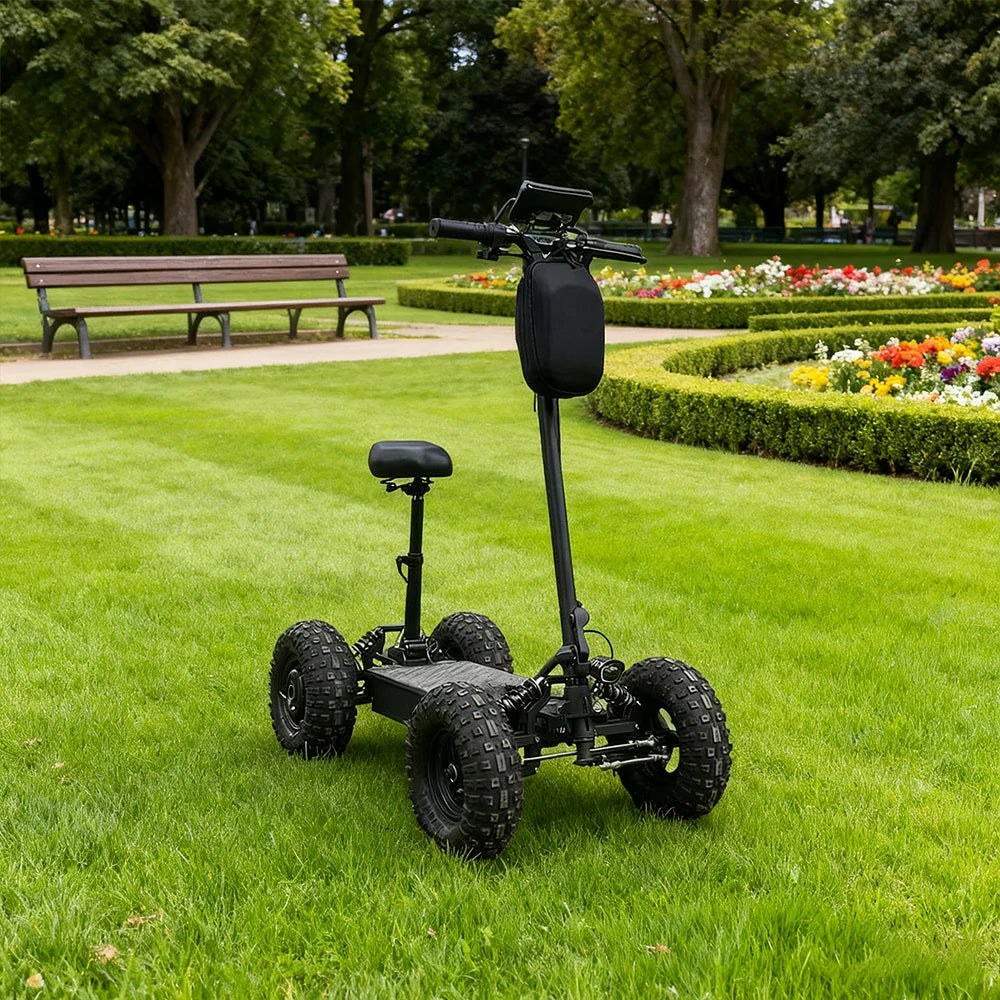 ROLLUX 1000W Dual Motor Electric Scooter with Shock-Absorbing Seat, 45–55km Range, Foldable Design, All-Terrain Tires - Black