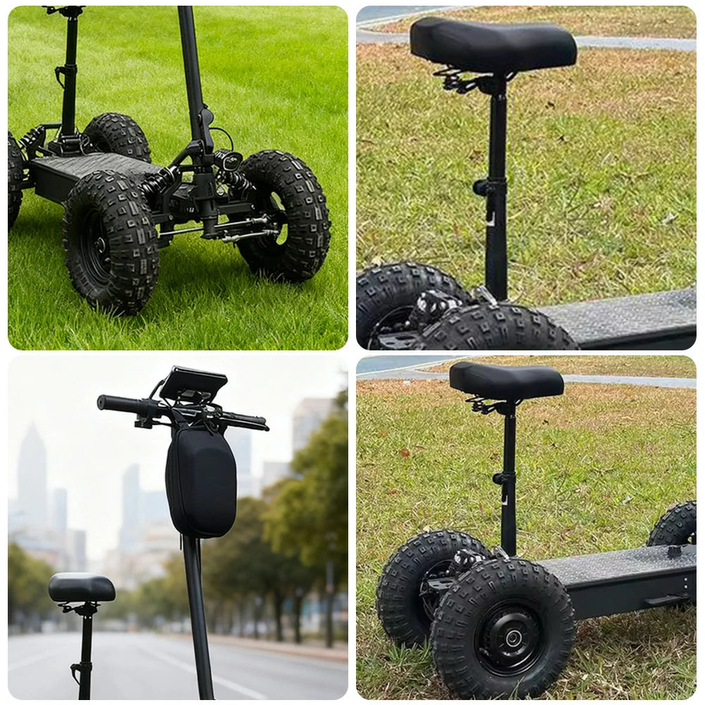 ROLLUX 1000W Dual Motor Electric Scooter with Shock-Absorbing Seat, 45–55km Range, Foldable Design, All-Terrain Tires - Black