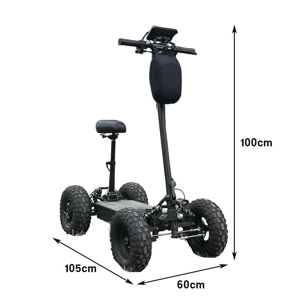 ROLLUX 1000W Dual Motor Electric Scooter with Shock-Absorbing Seat, 45–55km Range, Foldable Design, All-Terrain Tires - Black