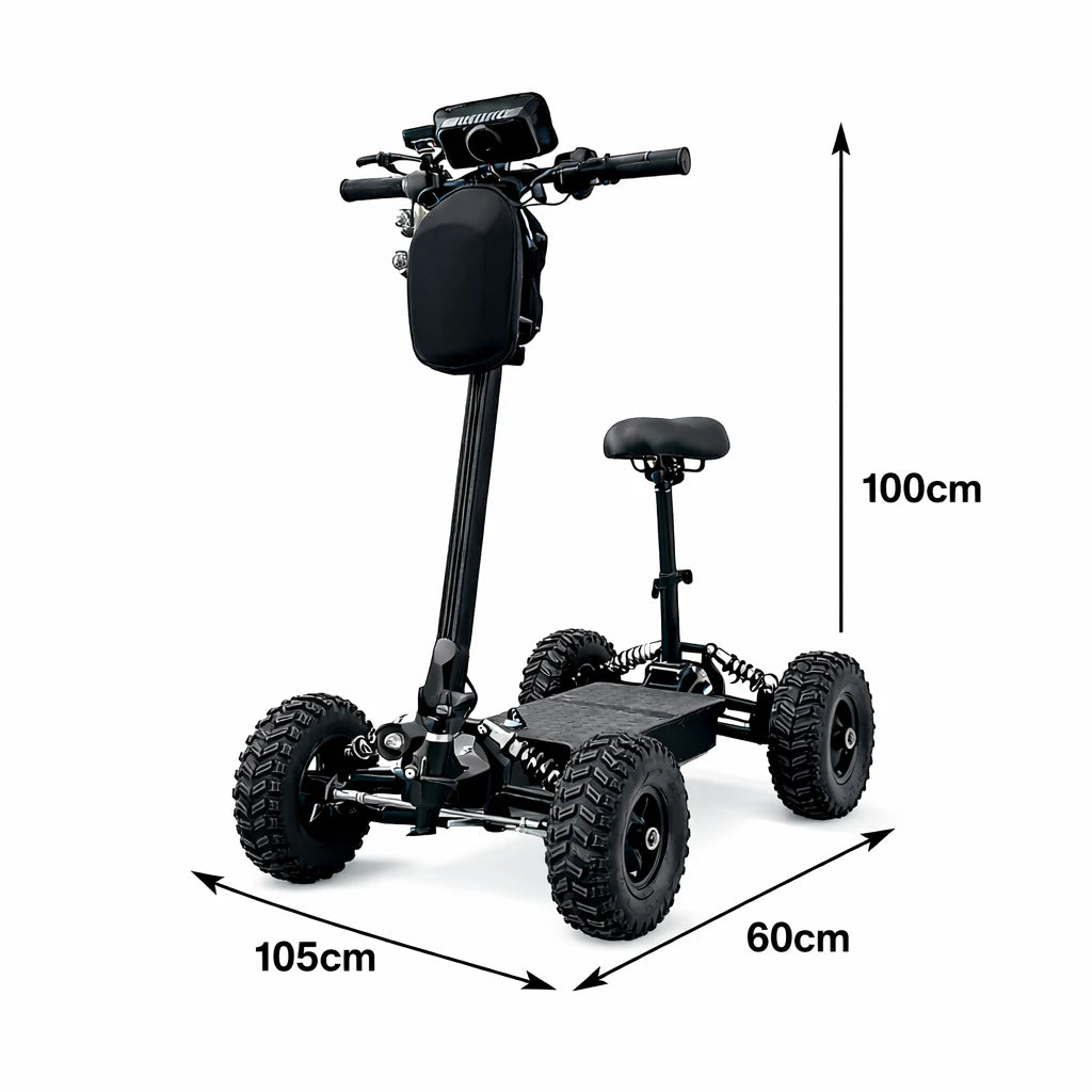 AKEZ 1000W Dual Motor Electric Scooter with Shock-Absorbing Seat, 45–55km Range, Foldable Design, All-Terrain Tires - Black
