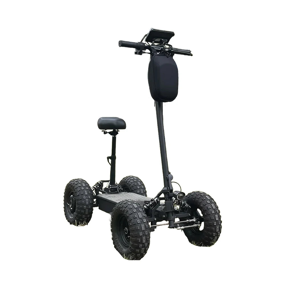 ROLLUX 1000W Dual Motor Electric Scooter with Shock-Absorbing Seat, 45–55km Range, Foldable Design, All-Terrain Tires - Black