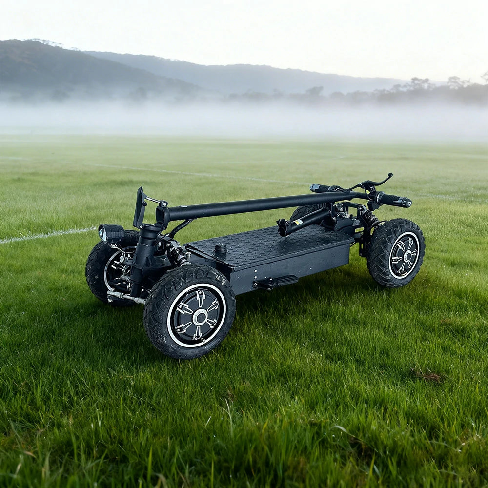 AKEZ 1500W Dual Motor Electric Scooter with Golf Carrier, Long-Range Lithium Power, Foldable All-Terrain Design - Black