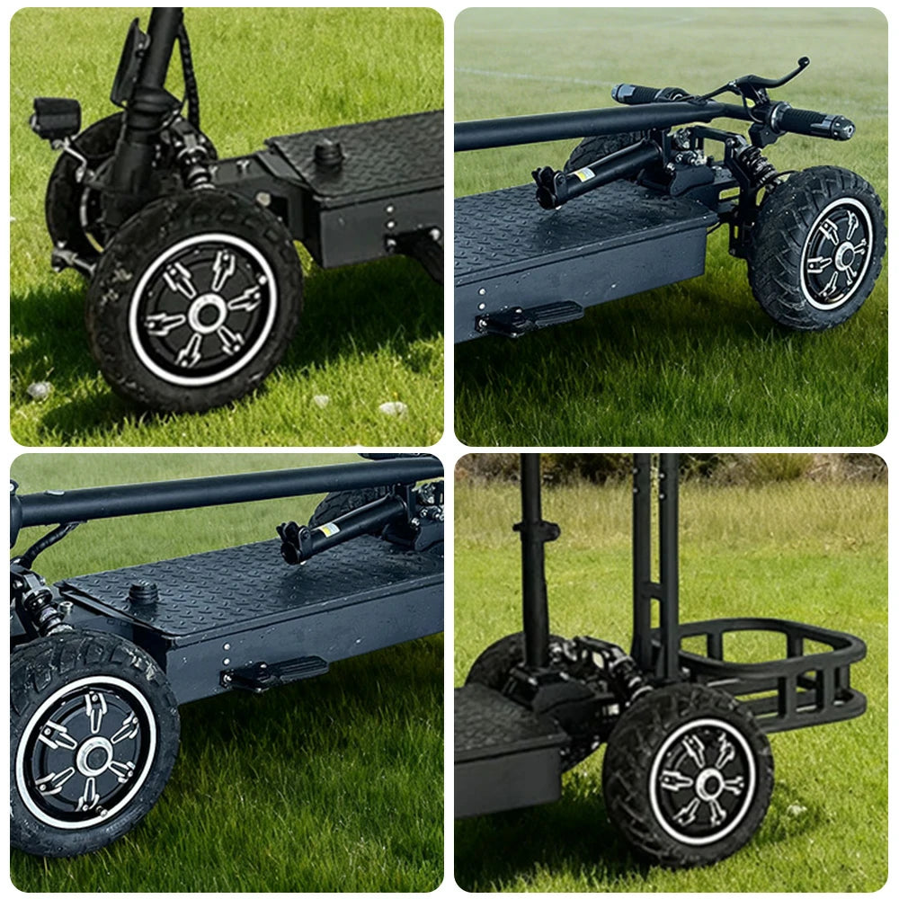 AKEZ 1500W Dual Motor Electric Scooter with Golf Carrier, Long-Range Lithium Power, Foldable All-Terrain Design - Black
