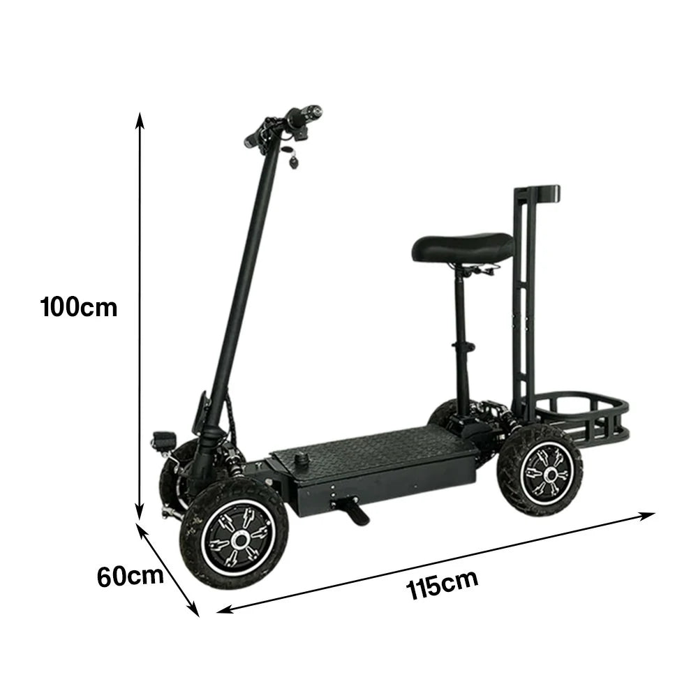 AKEZ 1500W Dual Motor Electric Scooter with Golf Carrier, Long-Range Lithium Power, Foldable All-Terrain Design - Black
