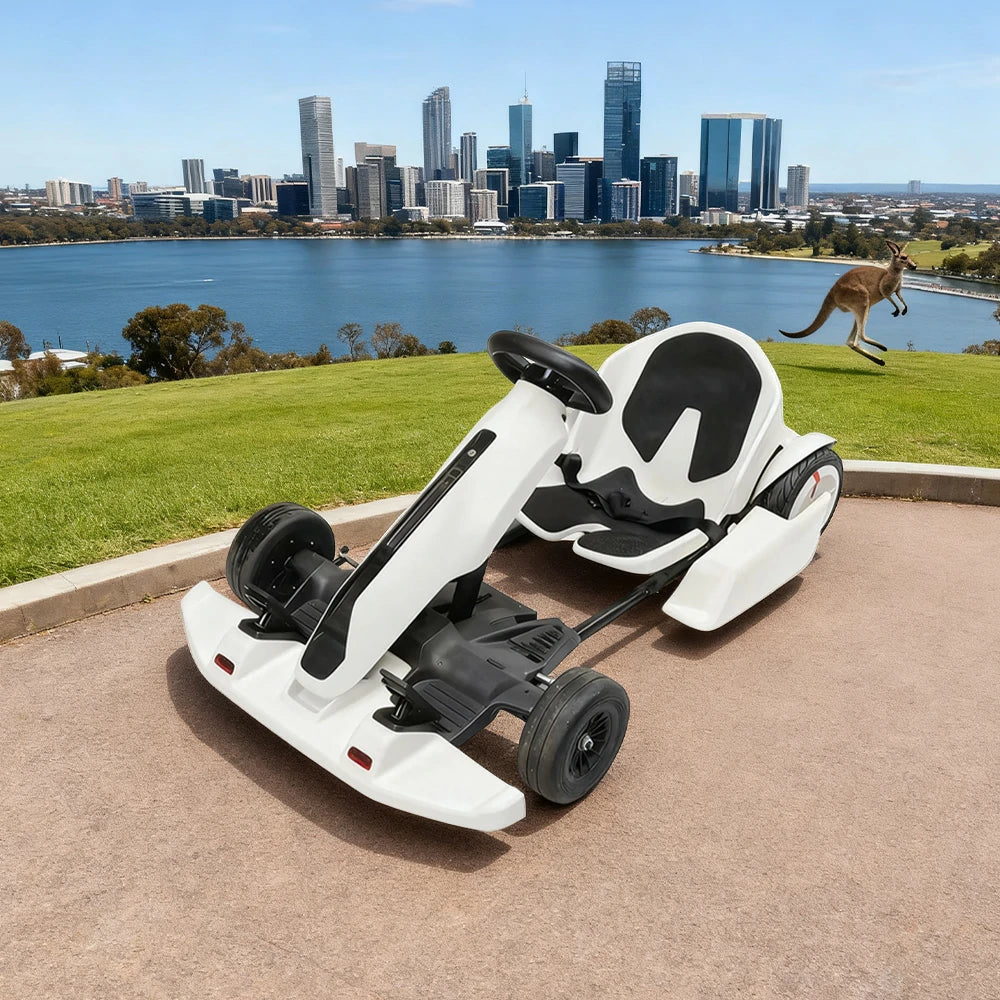 GLIDER 36V4A Kids Electric Go Kart Adjustable Frame Lithium Battery Drift Style Ride-On - White