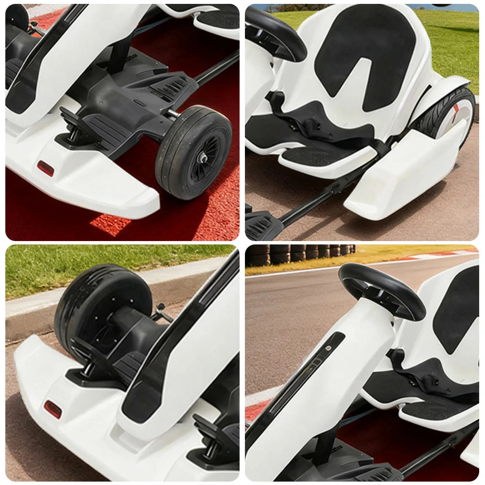 GLIDER 36V4A Kids Electric Go Kart Adjustable Frame Lithium Battery Drift Style Ride-On - White