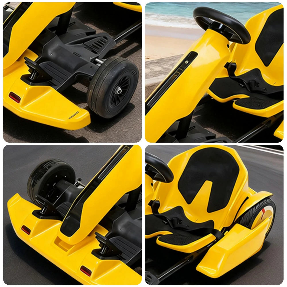 GLIDER 36V4A Kids Electric Go Kart Adjustable Frame Lithium Battery Drift Style Ride-On - Yellow