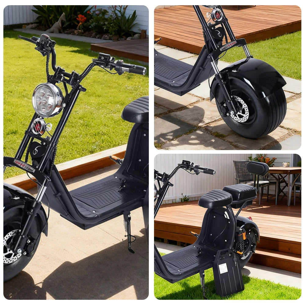 AKEZ Harley Electric Bike 60V 2000W Brushless Motor, Dual Removable Lithium Batteries, 8-inch Vacuum Tyres, Hydraulic & Air Suspension Cruise at 25km/h ¨C Unlock More Power (Details Inside)*