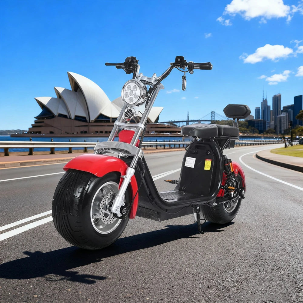 AKEZ Harley Electric Scooter 60V 1500W/2000W Brushless Motor, Dual Suspension, Dual Removable Lithium Battery, 10-inch Tyres Cruise at 25km/h – Unlock More Power (Details Inside)*