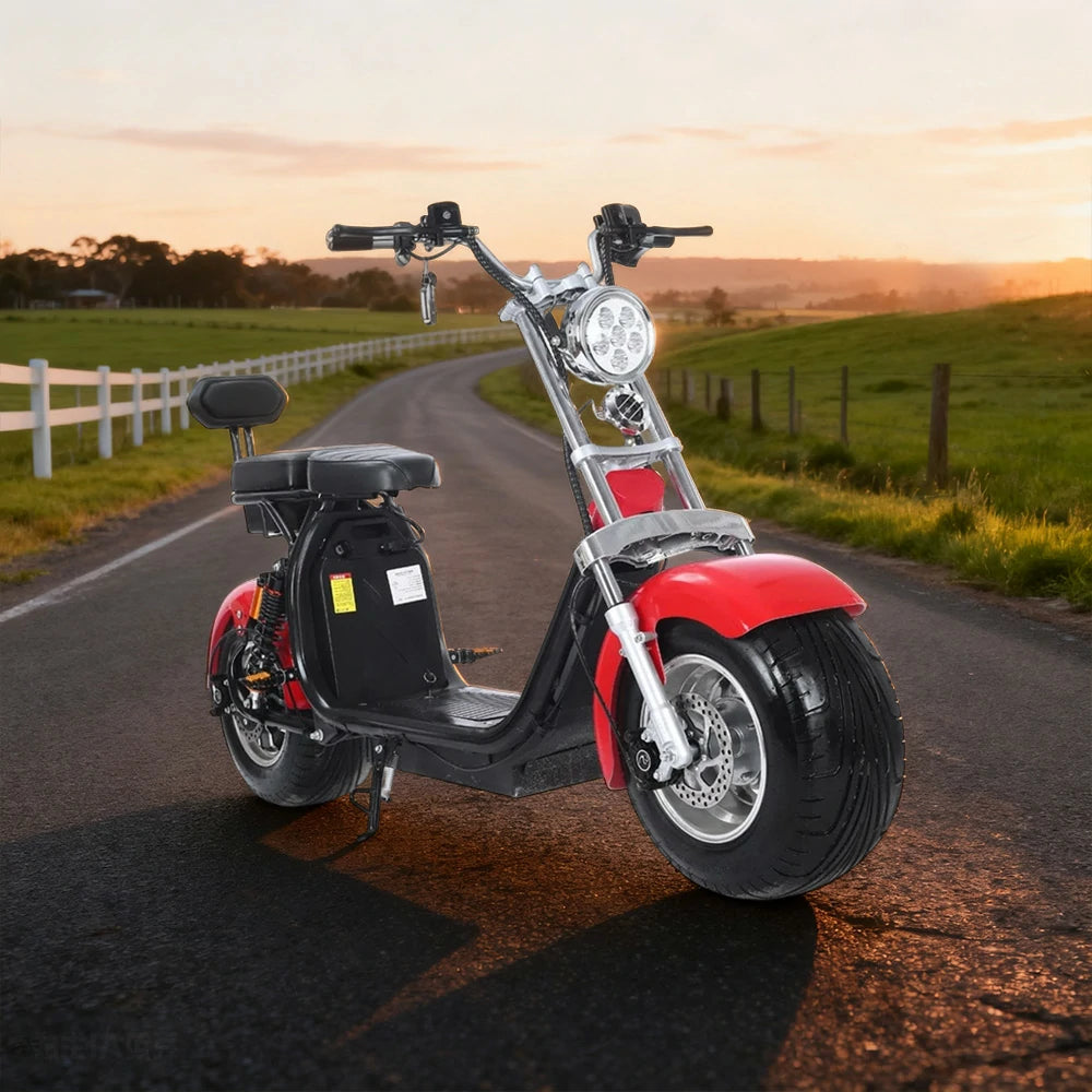 AKEZ Harley Electric Scooter 60V 1500W/2000W Brushless Motor, Dual Suspension, Dual Removable Lithium Battery, 10-inch Tyres Cruise at 25km/h ¨C Unlock More Power (Details Inside)*