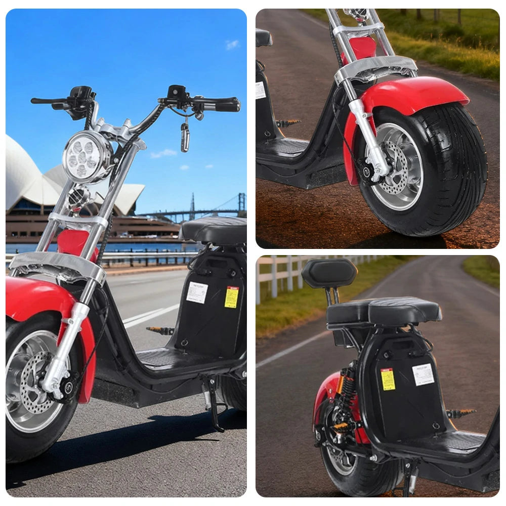 AKEZ Harley Electric Scooter 60V 1500W/2000W Brushless Motor, Dual Suspension, Dual Removable Lithium Battery, 10-inch Tyres Cruise at 25km/h ¨C Unlock More Power (Details Inside)*