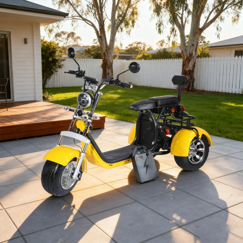 AKEZ Harley Electric Scooter 60V 1500W/2000W Brushless Motor, Dual Removable Lithium Battery, 10-inch Vacuum Tyres, Dual Seat Design Cruise at 25km/h – Unlock More Power (Details Inside)*