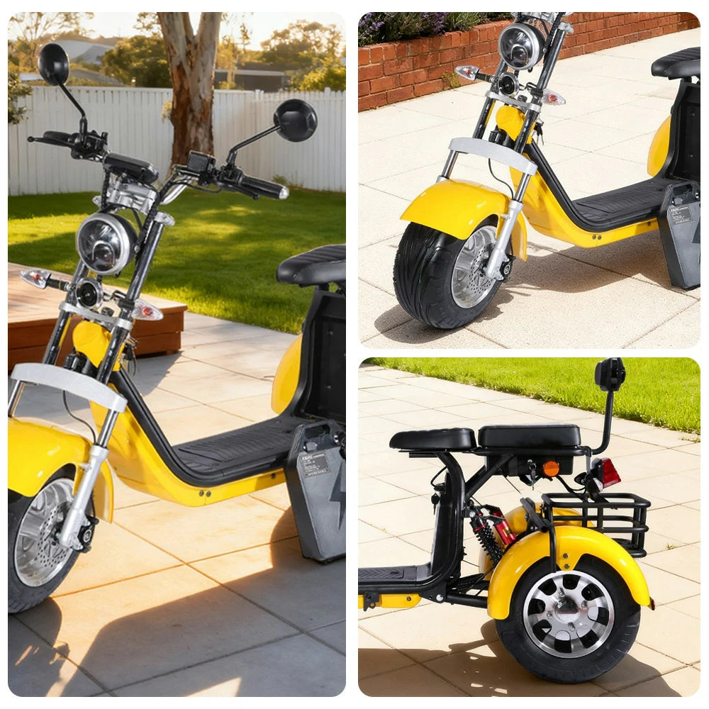 AKEZ Harley Electric Scooter 60V 1500W/2000W Brushless Motor, Dual Removable Lithium Battery, 10-inch Vacuum Tyres, Dual Seat Design Cruise at 25km/h ¨C Unlock More Power (Details Inside)*