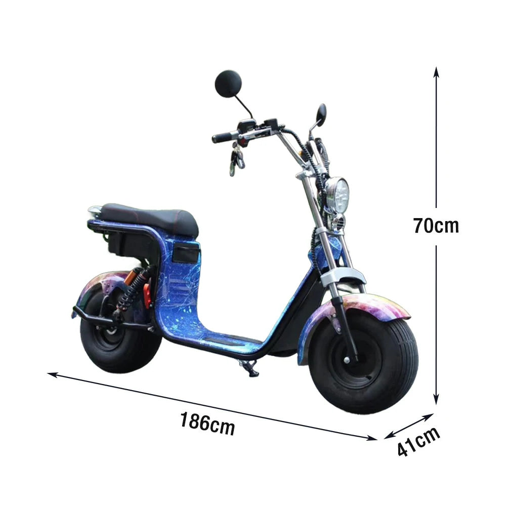 AKEZ Harley Electric Scooter 60V 1500W/2000W Brushless Motor, Dual Removable Lithium Battery,  Rear Storage Backrest Design Cruise at 25km/h ¨C Unlock More Power (Details Inside)*