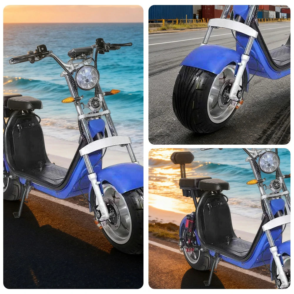 AKEZ Harley Electric Bike 60V20A, 3000W Brushless Motor, Removable Lithium Battery, 12-inch Tyres, Dual Suspension Cruise at 25km/h - Unlock More Power (Details Inside)*