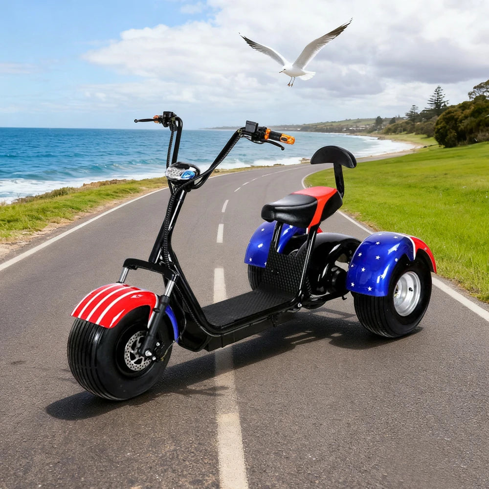 AKEZ Harley Electric Bike 60V 1500/2000W Brushless Motor, Lithium Battery, 8-inch Vacuum Tyres, Comfortable Seat with Backrest Cruise at 25km/h – Unlock More Power (Details Inside)*