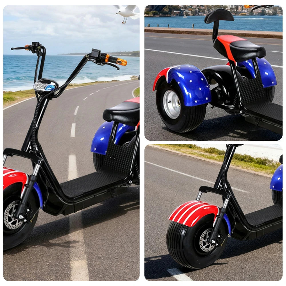 AKEZ Harley Electric Bike 60V 1500/2000W Brushless Motor, Lithium Battery, 8-inch Vacuum Tyres, Comfortable Seat with Backrest Cruise at 25km/h ¨C Unlock More Power (Details Inside)*