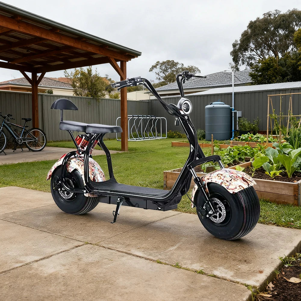 AKEZ Harley Electric Scooter 1500/2000W, Dual Suspension, 8-inch Vacuum Tyres, Lithium Battery - Smooth & Safe Ride Cruise at 25km/h ¨C Unlock More Power (Details Inside)*