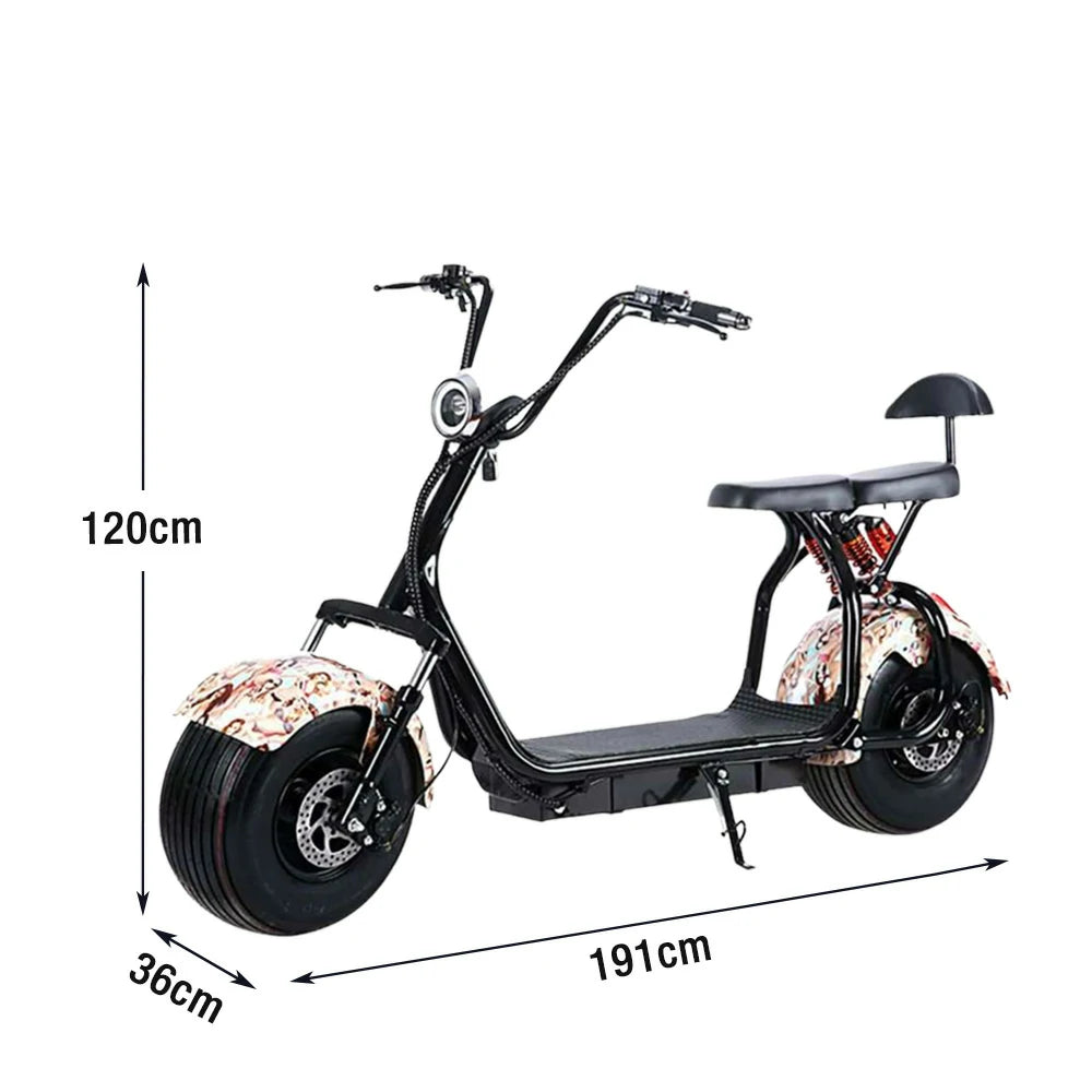 AKEZ Harley Electric Scooter 1500/2000W, Dual Suspension, 8-inch Vacuum Tyres, Lithium Battery - Smooth & Safe Ride Cruise at 25km/h ¨C Unlock More Power (Details Inside)*