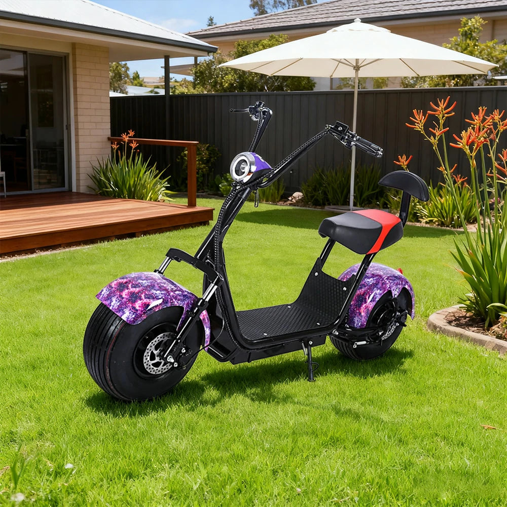 AKEZ Harley Electric Scooter 60V 1500W/2000W Brushless Motor, Lithium Battery, Dual Suspension & Rear Backrest Cruise at 25km/h – Unlock More Power (Details Inside)*