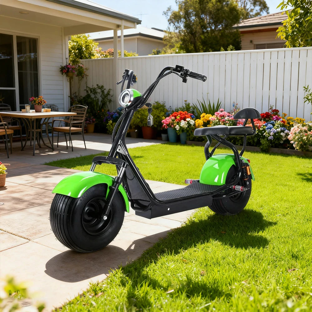 AKEZ Harley Electric Scooter 60V 1500W/2000W Brushless Motor, Lithium Battery, LED Headlight, Rear Backrest, Dual Suspension Cruise at 25km/h – Unlock More Power (Details Inside)*