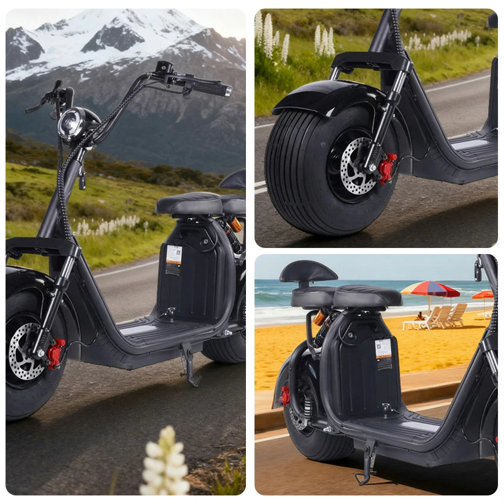 AKEZ Harley Electric Bike 60V 1500/2000W Brushless Motor, Removable Lithium Battery, 8-inch Tyres, Dual Suspension Wide Seat with Backrest Cruise at 25km/h ¨C Unlock More Power (Details Inside)*