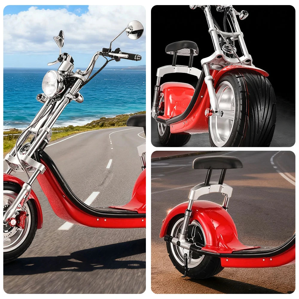 AKEZ Harley Electric Bike 60V 1500W/2000W, Brushless Motor, Lithium Battery, 12-inch Alloy Tyres Dual Suspension for Smooth Control Cruise at 25km/h ¨C Unlock More Power (Details Inside)*