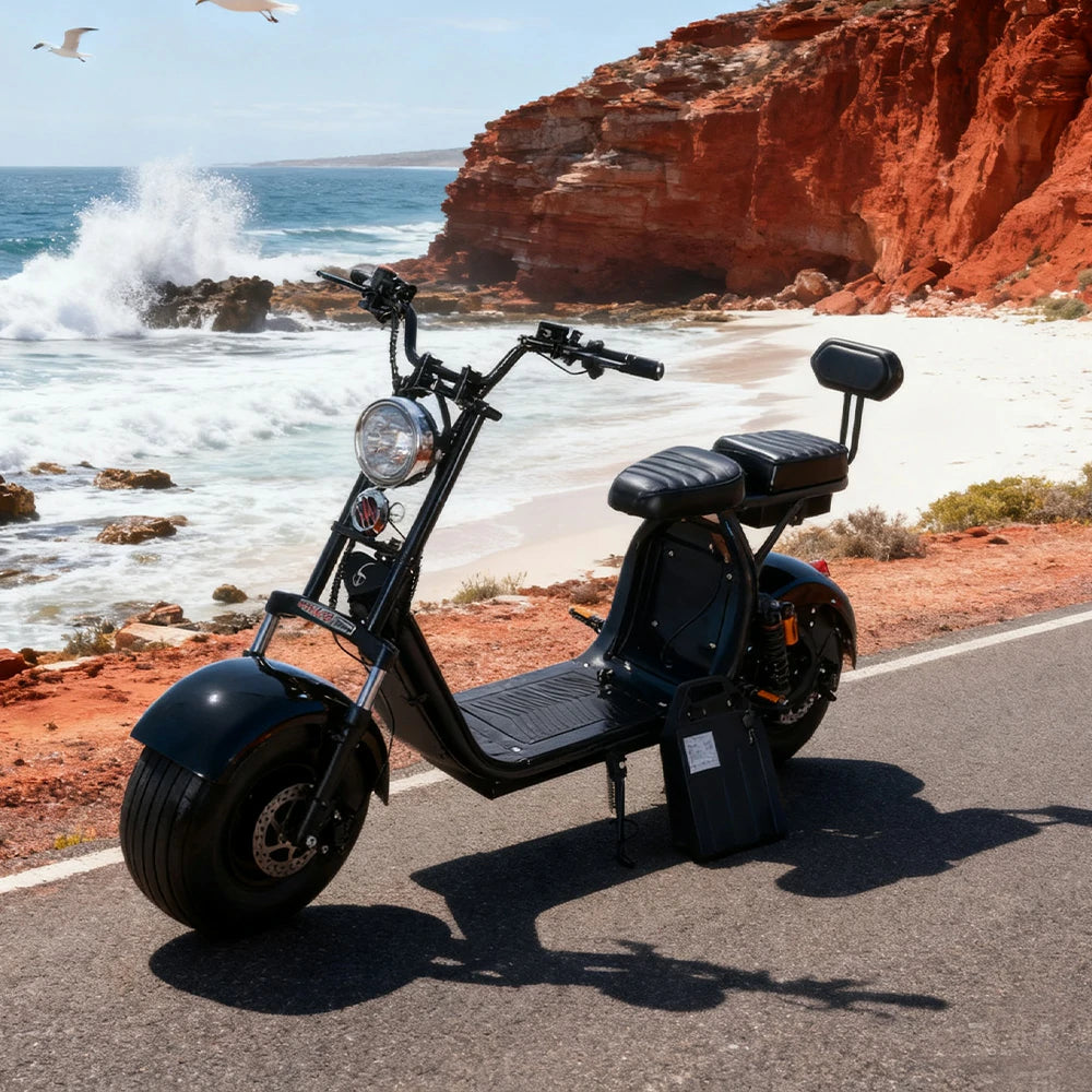 AKEZ Harley Electric Bike 60V 1500/2000W Brushless Motor, 8-inch Vacuum Tyres, Hydraulic & Air Suspension, Dual-Bar Fork with Backrest Cruise at 25km/h – Unlock More Power (Details Inside)*