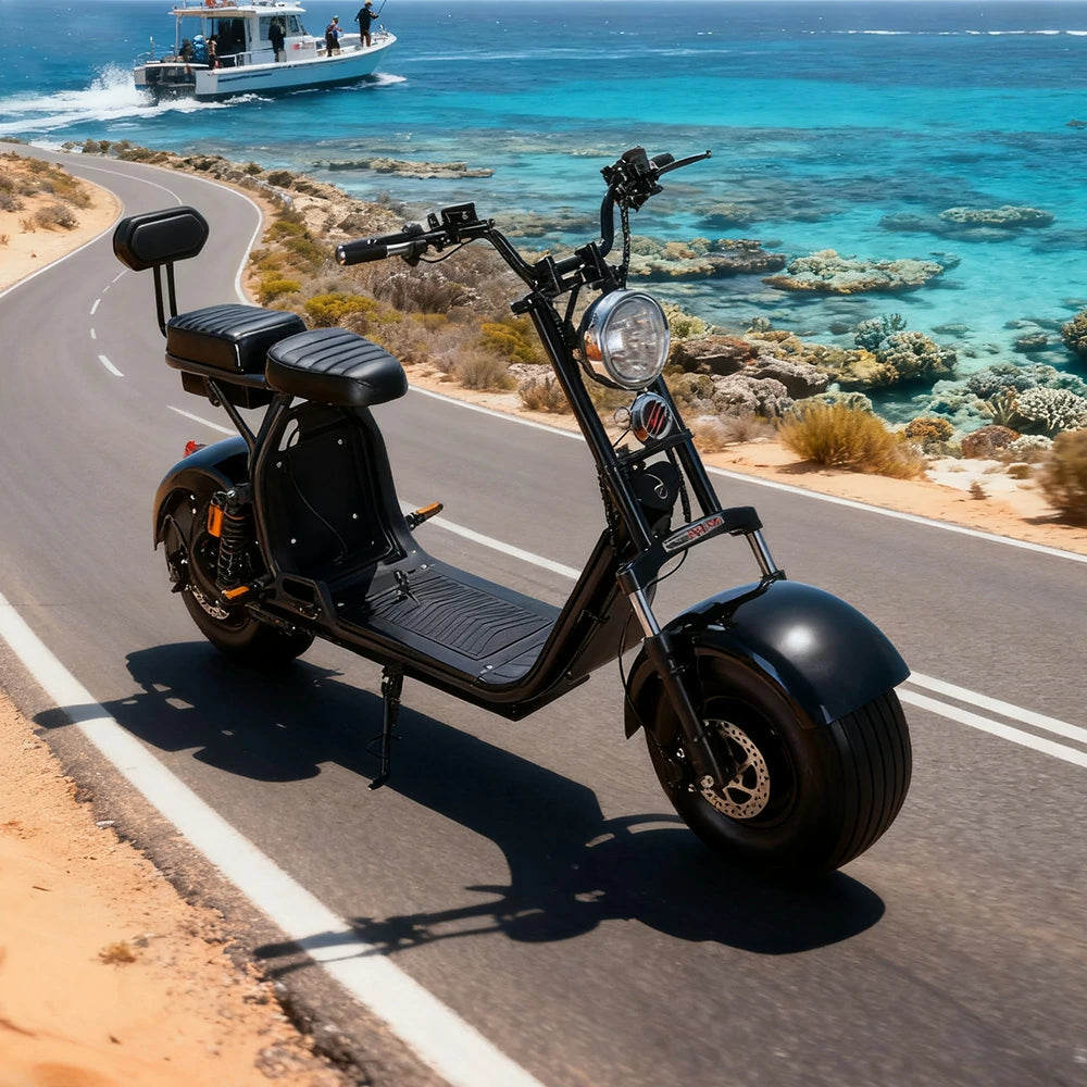 AKEZ Harley Electric Bike 60V 1500/2000W Brushless Motor, 8-inch Vacuum Tyres, Hydraulic & Air Suspension, Dual-Bar Fork with Backrest Cruise at 25km/h ¨C Unlock More Power (Details Inside)*