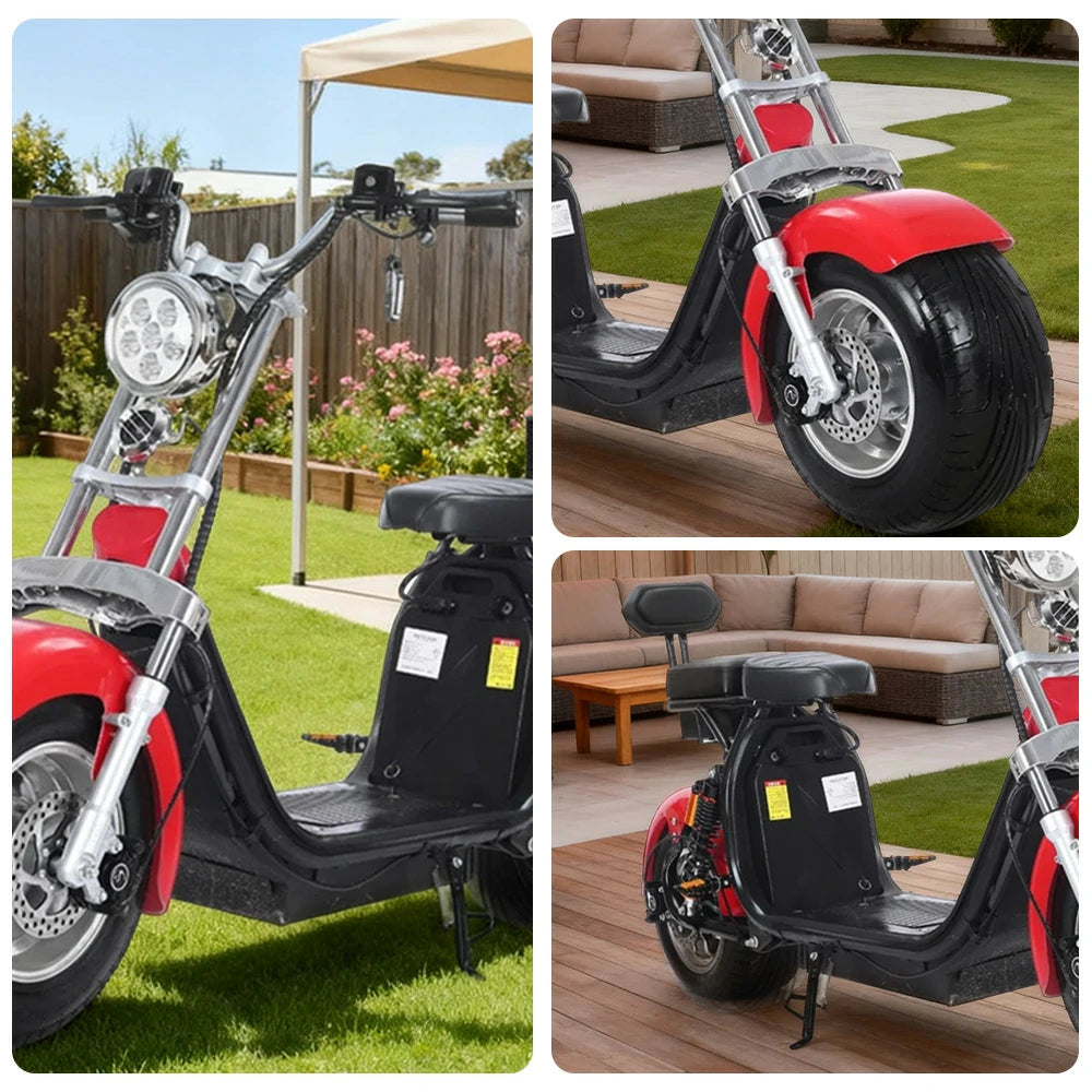 AKEZ Harley Electric Scooter 60V 1500W/2000W Brushless Motor, Dual Suspension, Removable Lithium Battery, 10-inch Tyres Cruise at 25km/h ¨C Unlock More Power (Details Inside)*