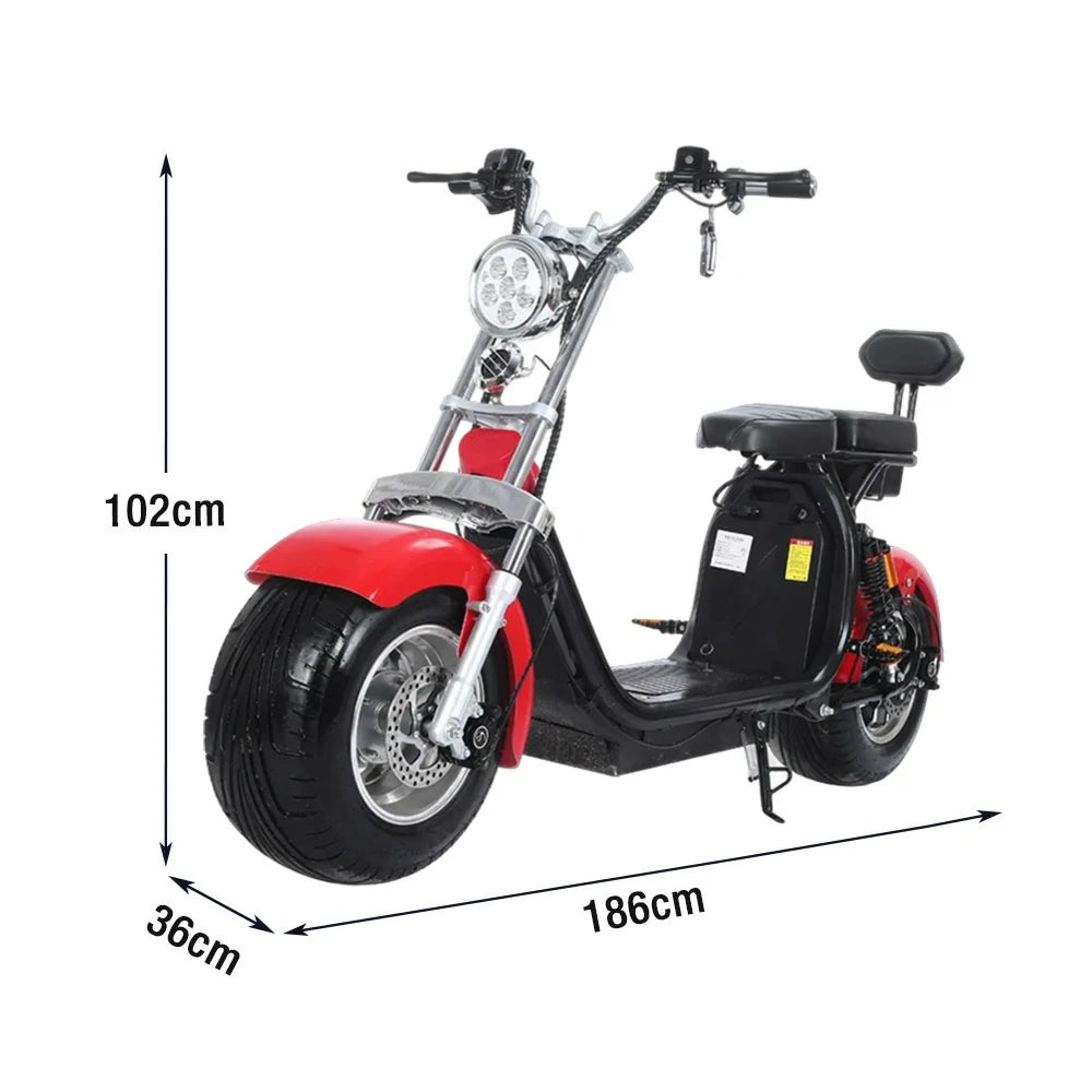AKEZ Harley Electric Scooter 60V 1500W/2000W Brushless Motor, Dual Suspension, Removable Lithium Battery, 10-inch Tyres Cruise at 25km/h ¨C Unlock More Power (Details Inside)*