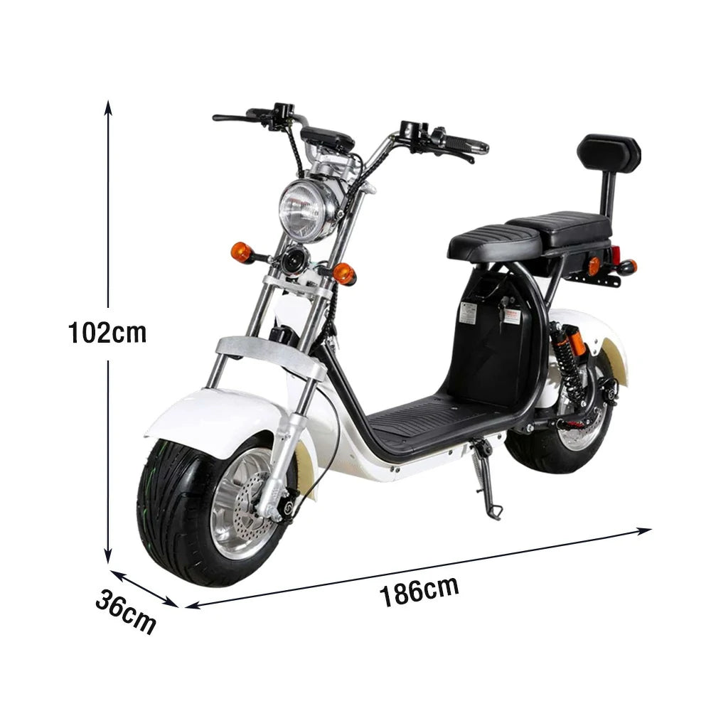 AKEZ Harley Electric Scooter 60V 1500W/2000W Motor, Removable Lithium Batteries, 10-inch Tyres & Backrest Comfort Design Cruise at 25km/h ¨C Unlock More Power (Details Inside)*
