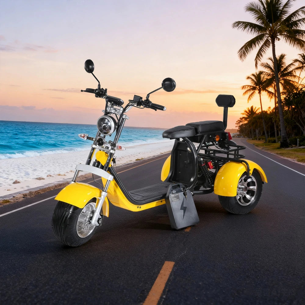 AKEZ Harley Electric Scooter 60V 1500W/2000W Brushless Motor, Removable Lithium Battery, 10-inch Vacuum Tyres, Dual Seat Design Cruise at 25km/h – Unlock More Power (Details Inside)*