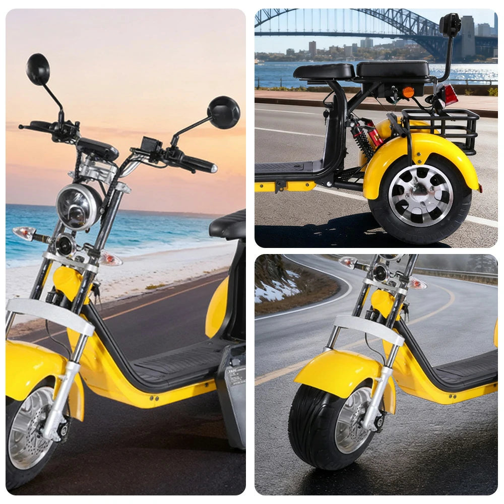 AKEZ Harley Electric Scooter 60V 1500W/2000W Brushless Motor, Removable Lithium Battery, 10-inch Vacuum Tyres, Dual Seat Design Cruise at 25km/h ¨C Unlock More Power (Details Inside)*