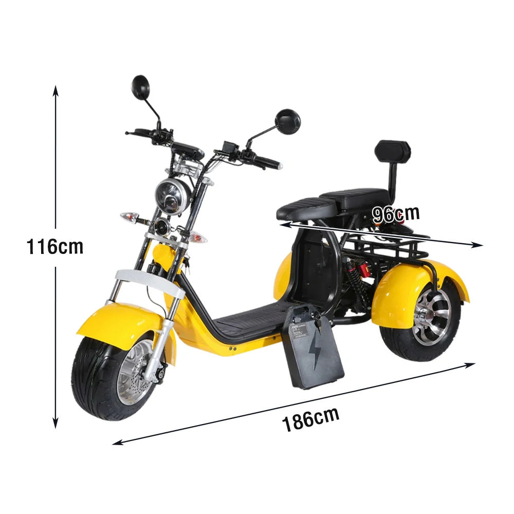 AKEZ Harley Electric Scooter 60V 1500W/2000W Brushless Motor, Removable Lithium Battery, 10-inch Vacuum Tyres, Dual Seat Design Cruise at 25km/h ¨C Unlock More Power (Details Inside)*