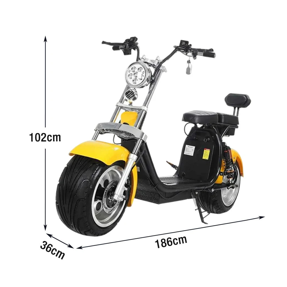 AKEZ Harley Electric Scooter 60V 1500W/2000W Brushless Motor, Removable Lithium Battery, LED Headlight, Taillight & Turn Signals Cruise at 25km/h ¨C Unlock More Power (Details Inside)*