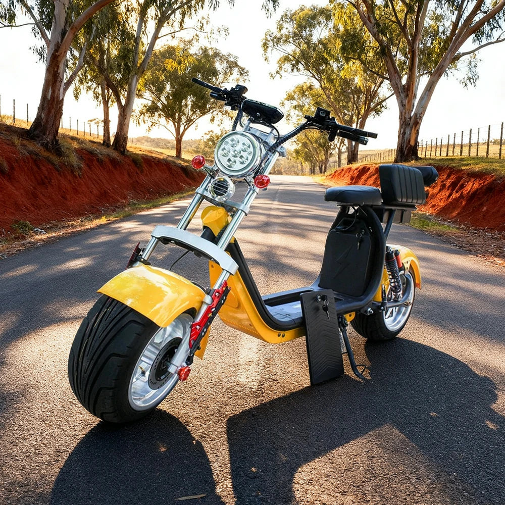 AKEZ Harley Electric Scooter 60V 1500W/2000W Brushless Motor, 12-inch Vacuum Tyres, LED Lighting & Waterproof Base Cruise at 25km/h – Unlock More Power (Details Inside)*