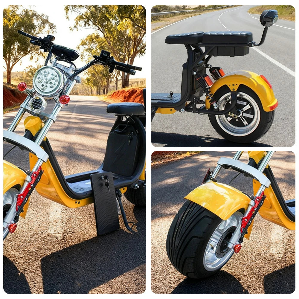 AKEZ Harley Electric Scooter 60V 1500W/2000W Brushless Motor, 12-inch Vacuum Tyres, LED Lighting & Waterproof Base Cruise at 25km/h ¨C Unlock More Power (Details Inside)*