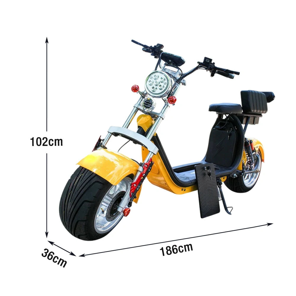 AKEZ Harley Electric Scooter 60V 1500W/2000W Brushless Motor, 12-inch Vacuum Tyres, LED Lighting & Waterproof Base Cruise at 25km/h ¨C Unlock More Power (Details Inside)*
