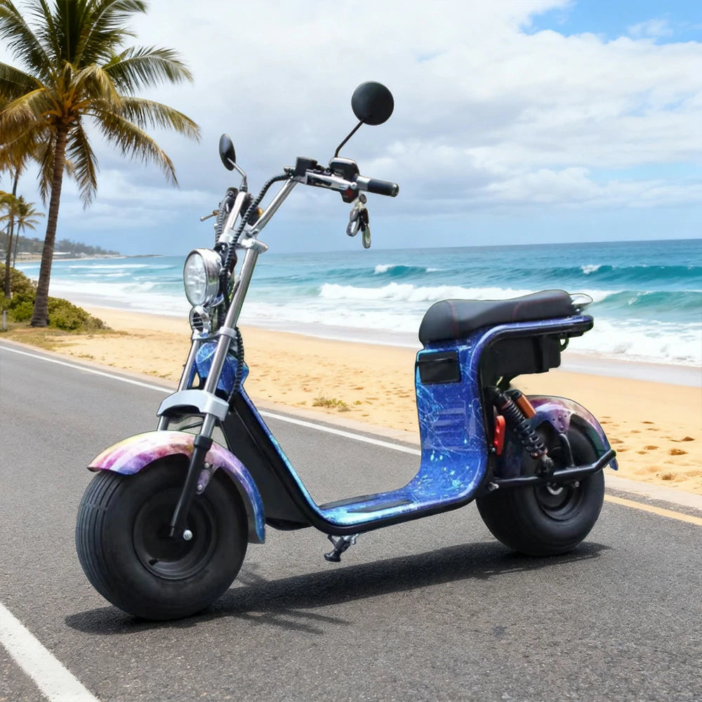 AKEZ Harley Electric Scooter 60V 1500W/2000W Brushless Motor, Removable Lithium Battery,  Rear Storage Backrest Design Cruise at 25km/h – Unlock More Power (Details Inside)*