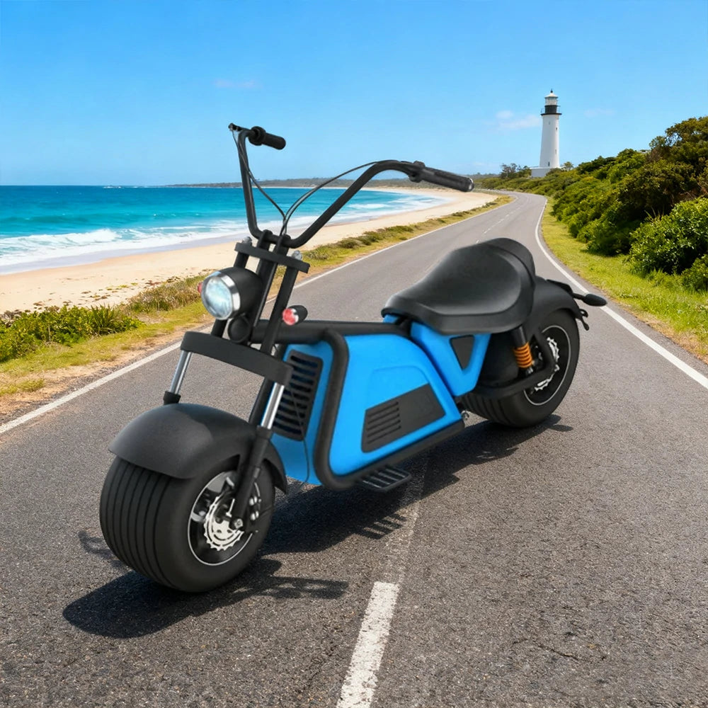 AKEZ Harley Electric Scooter 60V 2000W Brushless Motor, Removable Lithium Battery, 12-inch Vacuum Tyres, Foldable Footrests Cruise at 25km/h – Unlock More Power (Details Inside)*
