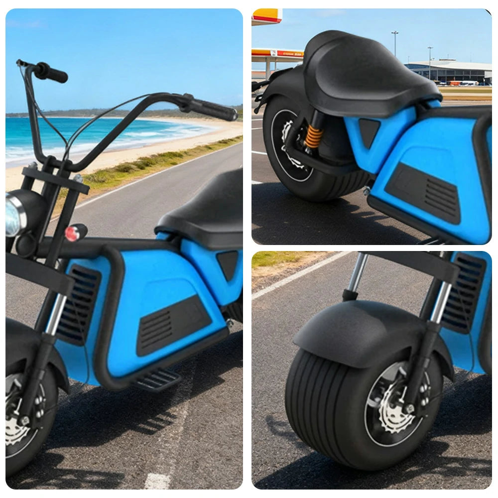 AKEZ Harley Electric Scooter 60V 2000W Brushless Motor, Removable Lithium Battery, 12-inch Vacuum Tyres, Foldable Footrests Cruise at 25km/h ¨C Unlock More Power (Details Inside)*