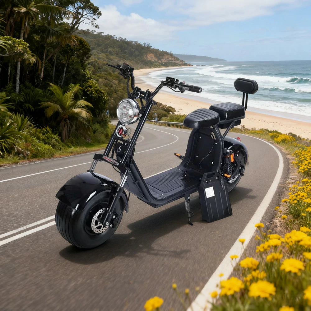 AKEZ Harley Electric Bike 60V 1500/2000W Brushless Motor, Removable Lithium Battery, 8-inch Vacuum Tyres Hydraulic & Air Suspension Cruise at 25km/h – Unlock More Power (Details Inside)*