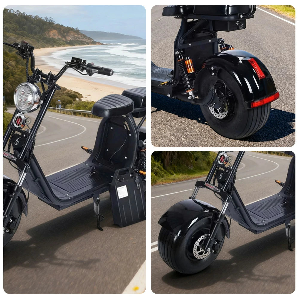 AKEZ Harley Electric Bike 60V 1500/2000W Brushless Motor, Removable Lithium Battery, 8-inch Vacuum Tyres Hydraulic & Air Suspension Cruise at 25km/h ¨C Unlock More Power (Details Inside)*
