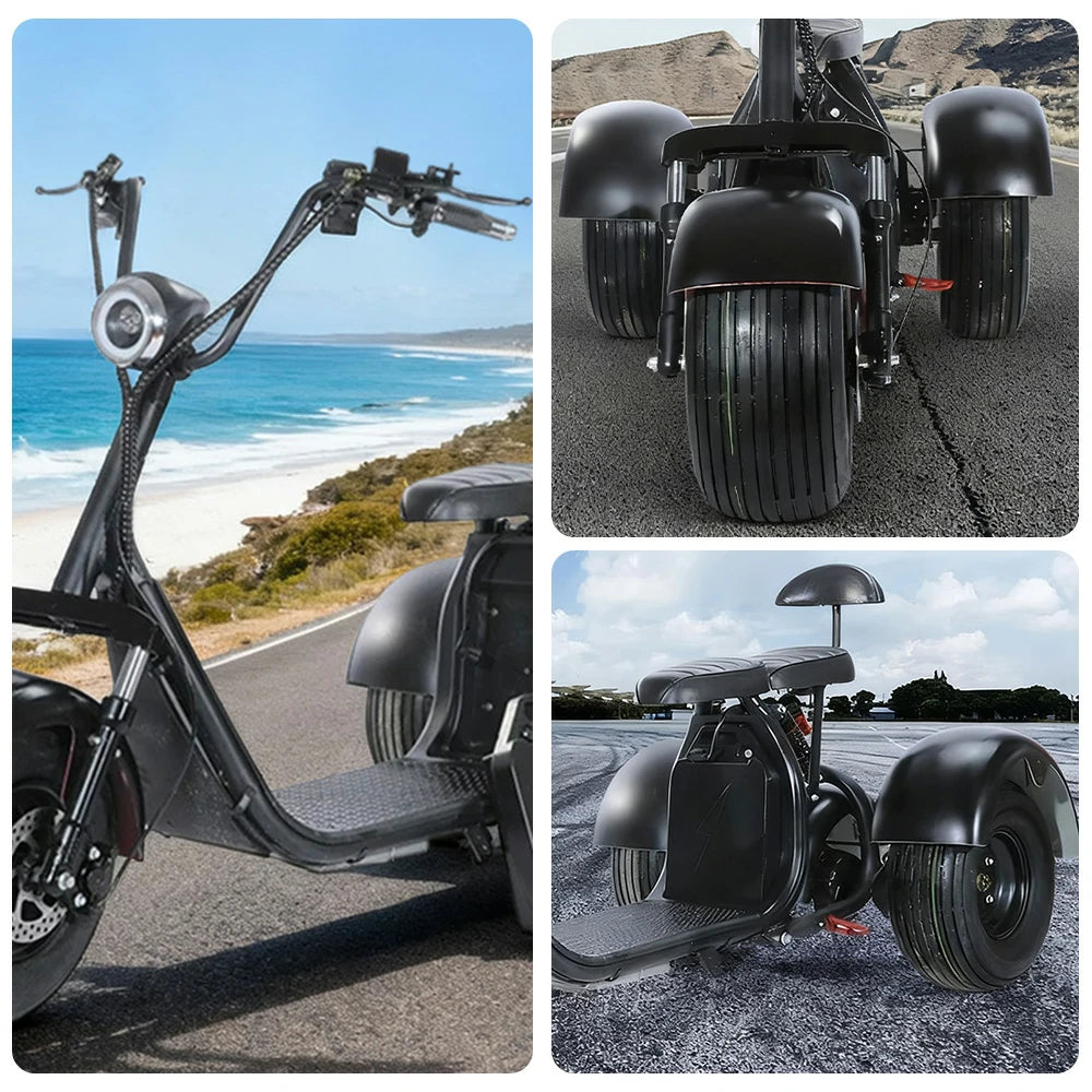 AKEZ Harley Electric Bike 60V 1500W/2000W Brushless Motor, 8-inch Vacuum Tyres, Dual Suspension System, Wide Seat with Backrest Cruise at 25km/h ¨C Unlock More Power (Details Inside)*