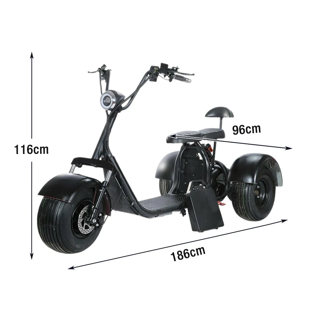 AKEZ Harley Electric Bike 60V 1500W/2000W Brushless Motor, 8-inch Vacuum Tyres, Dual Suspension System, Wide Seat with Backrest Cruise at 25km/h ¨C Unlock More Power (Details Inside)*