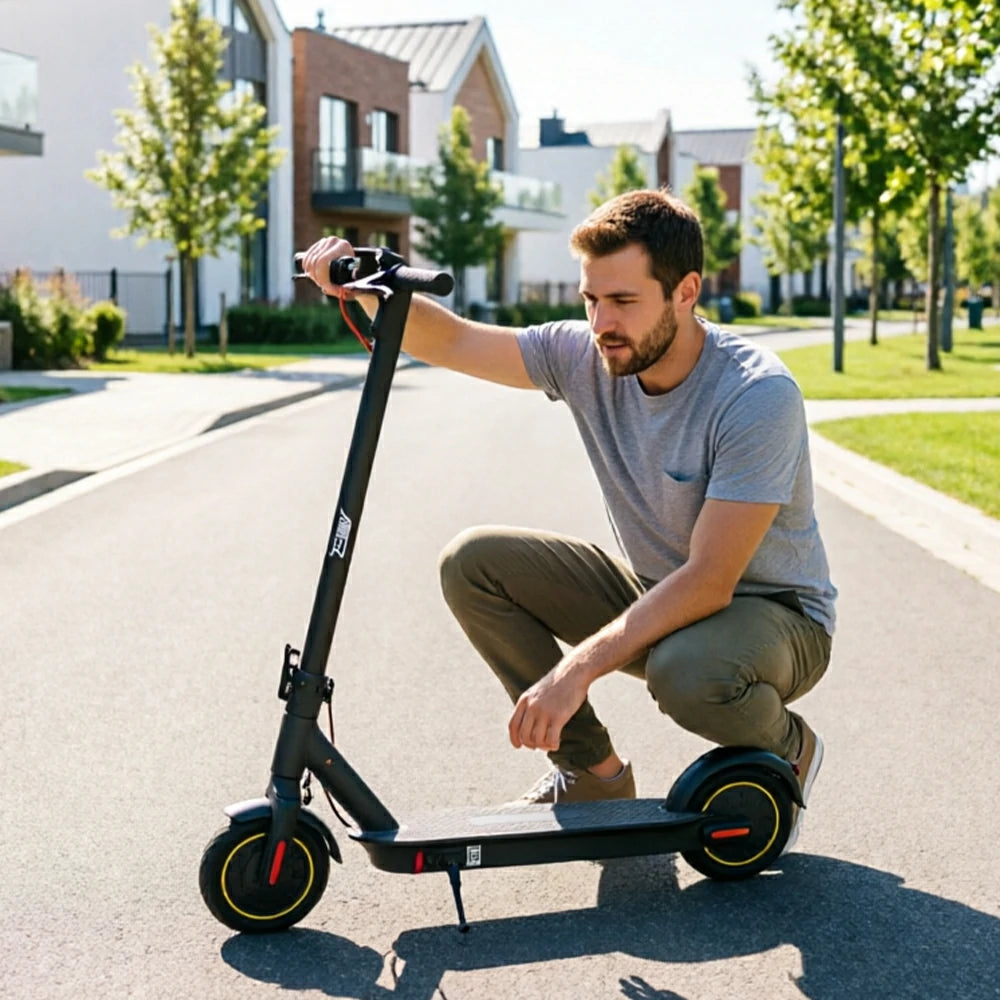 AKEZ Electric Scooter Front Suspension 1000W Motor Long Range Commuter E-Scooter with 10 Inch Tyres - Black