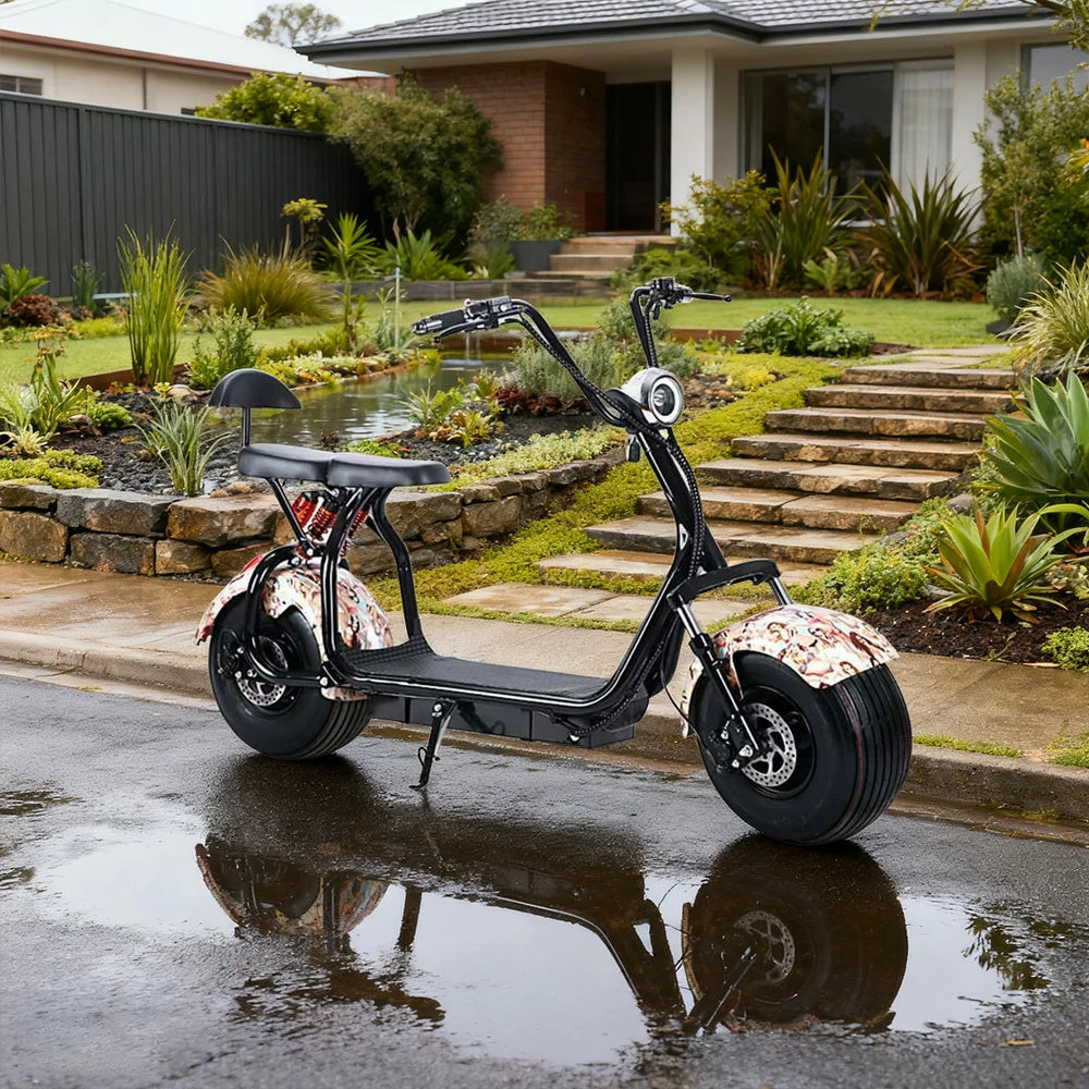 AKEZ Harley Electric Scooter 1500/2000W, Dual Suspension, 8-inch Vacuum Tyres, Lead-acid Battery - Smooth & Safe Ride Cruise at 25km/h ¨C Unlock More Power (Details Inside)*