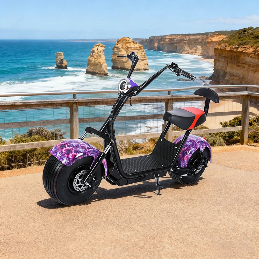 AKEZ Harley Electric Scooter 60V 1500W/2000W Brushless Motor, Lead-Acid Battery, Dual Suspension & Rear Backrest Cruise at 25km/h – Unlock More Power (Details Inside)*