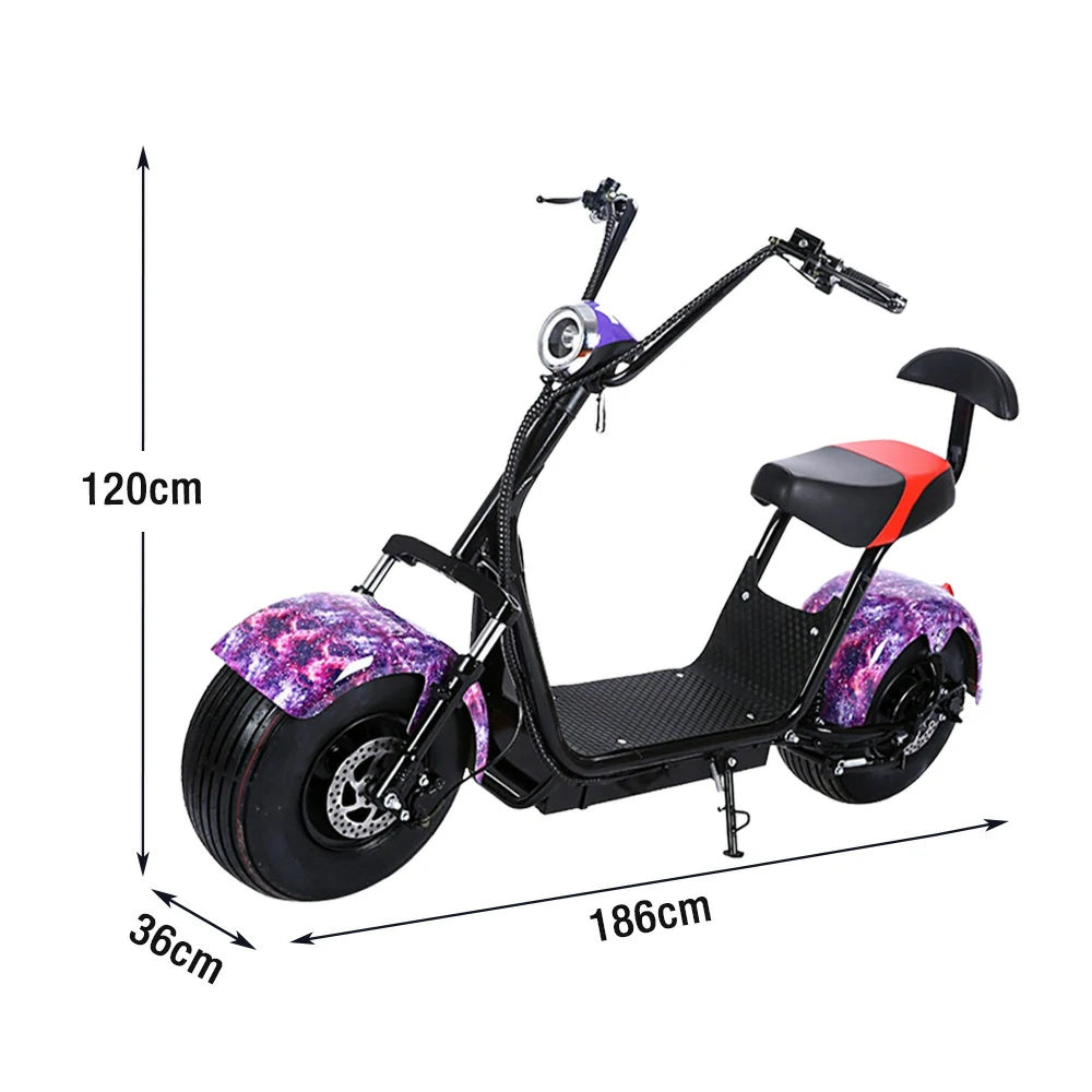AKEZ Harley Electric Scooter 60V 1500W/2000W Brushless Motor, Lead-Acid Battery, Dual Suspension & Rear Backrest Cruise at 25km/h ¨C Unlock More Power (Details Inside)*